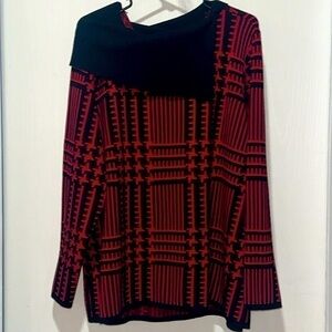 Investments Women Heavy Red Black Long Sleeve Sweater Tunic Shirt Size 2X